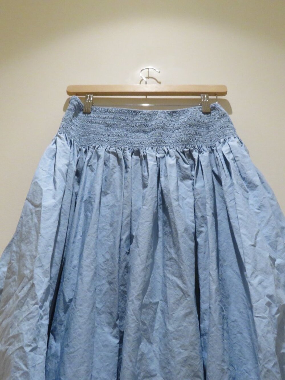 COS Smocked Midi Cotton Poplin Skirt Cornflower Blue Small Minimalist Cottage - Picture 8 of 12